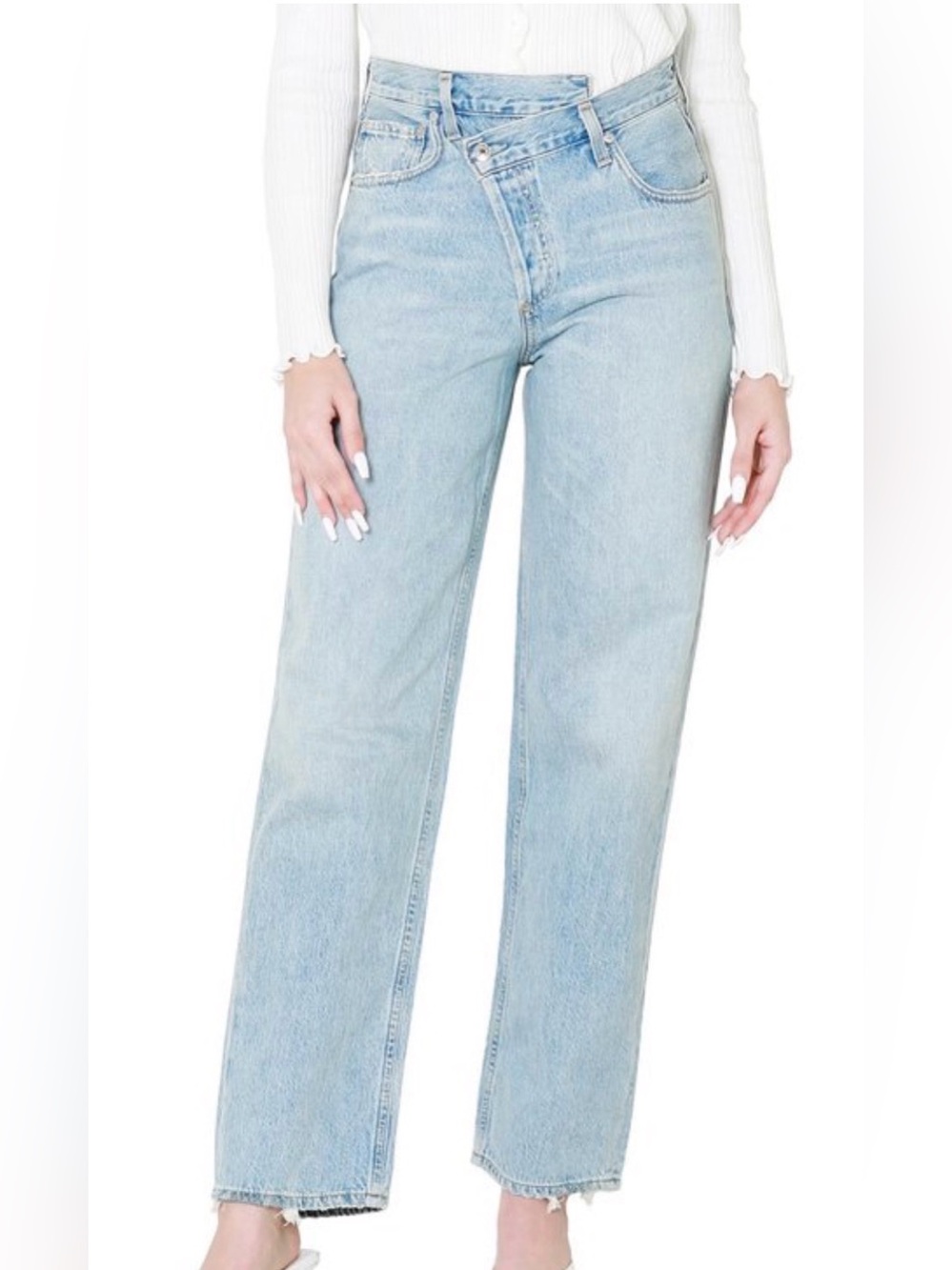 AGOLDE Criss Cross Upsized Jeans Womens 25 Suburbia High Rise Light Wash